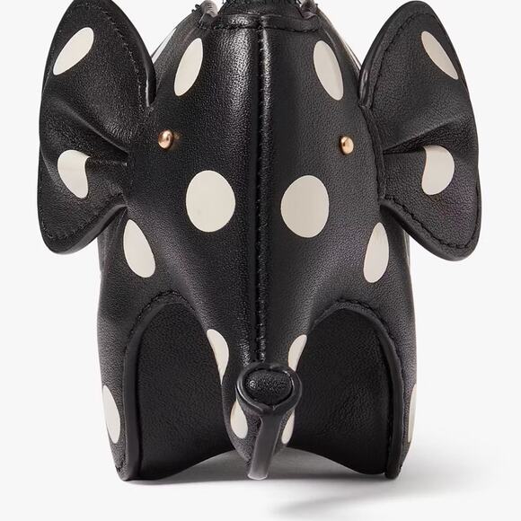 NWT Kate Spade Ellie Polka Dot Elephant Coin Purse/Black/ Leather - Picture 6 of 7